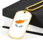 Cyprus Flag Necklace Cyprus Flag Stainless Steel or 18k Gold Dog Tag 24" - Express Your Love Gifts