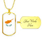 Cyprus Flag Necklace Cyprus Flag Stainless Steel or 18k Gold Dog Tag 24" - Express Your Love Gifts