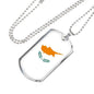 Cyprus Flag Necklace Cyprus Flag Stainless Steel or 18k Gold Dog Tag 24" - Express Your Love Gifts