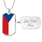 Czech Republic Flag Necklace Czech Republic Flag Stainless Steel or 18k Gold Dog Tag 24" - Express Your Love Gifts