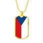 Czech Republic Flag Necklace Czech Republic Flag Stainless Steel or 18k Gold Dog Tag 24" - Express Your Love Gifts