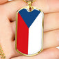 Czech Republic Flag Necklace Czech Republic Flag Stainless Steel or 18k Gold Dog Tag 24" - Express Your Love Gifts