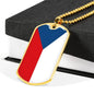 Czech Republic Flag Necklace Czech Republic Flag Stainless Steel or 18k Gold Dog Tag 24" - Express Your Love Gifts