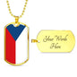 Czech Republic Flag Necklace Czech Republic Flag Stainless Steel or 18k Gold Dog Tag 24" - Express Your Love Gifts