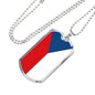 Czech Republic Flag Necklace Czech Republic Flag Stainless Steel or 18k Gold Dog Tag 24" - Express Your Love Gifts