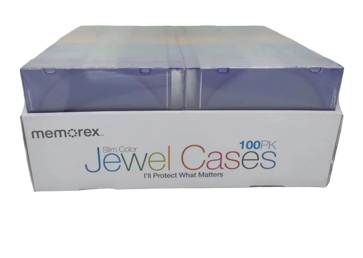 Memorex 100pk Slim Jewel Cases with Inserts for CD DVD Disc Storage Protection-Express Your Love Gifts