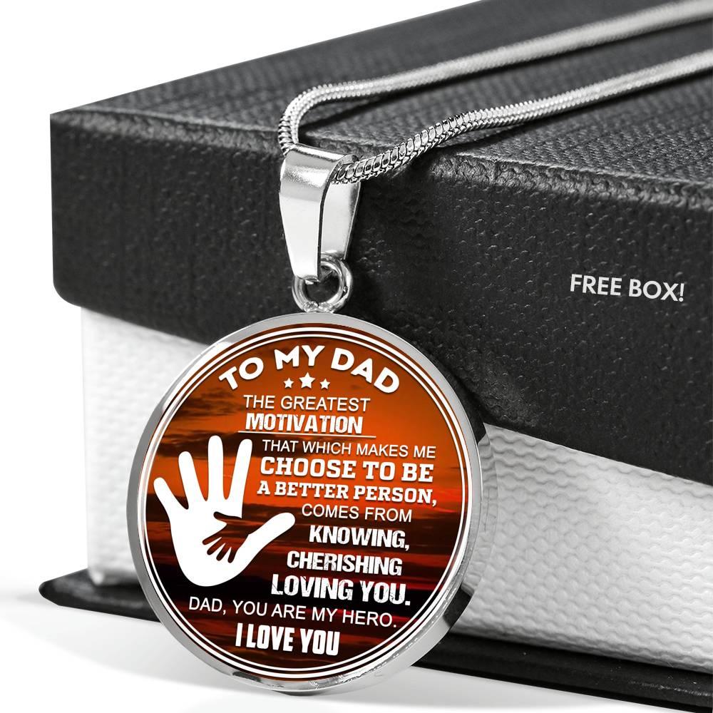 Dad Gift Circle Necklace Stainless Steel or 18k Gold 18-22" Father Gift - Express Your Love Gifts