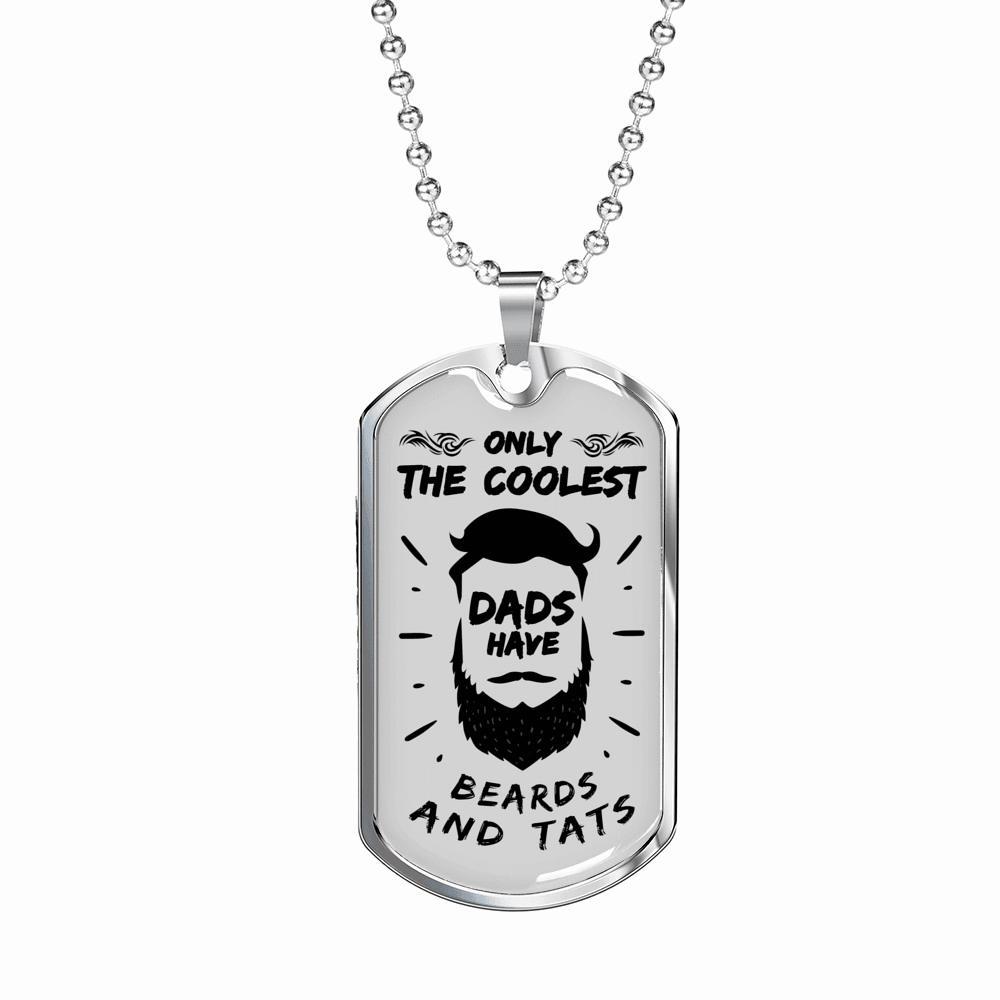 Dad Gift Coolest Dad Ever Stainless Steel or 18k Gold Dog Tag 24" Chain-Express Your Love Gifts