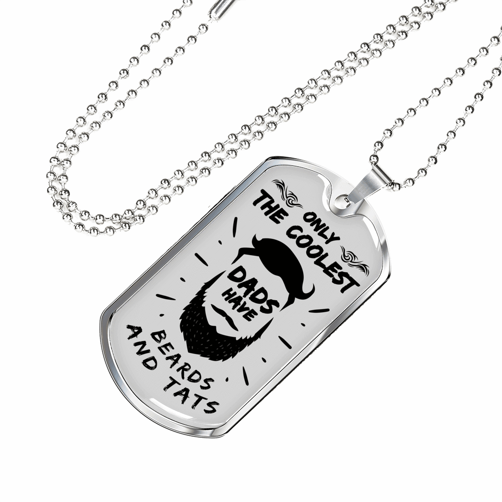 Dad Gift Coolest Dad Ever Stainless Steel or 18k Gold Dog Tag 24" Chain-Express Your Love Gifts