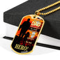 Dad Is My Hero Hero Dog Tag Stainless Steel or 18k Gold 24" Chain Gift For Dad - Express Your Love Gifts