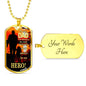Dad Is My Hero Hero Dog Tag Stainless Steel or 18k Gold 24" Chain Gift For Dad - Express Your Love Gifts