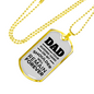 Dad Your Guiding Hand Dog Tag Love Dad Necklace Stainless Steel or 18k Gold Dog Tag 24" Chain-Express Your Love Gifts