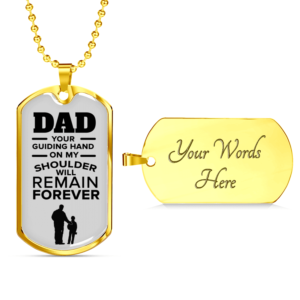 Dad Your Guiding Hand Necklace Stainless Steel or 18k Gold Dog Tag W 24"-Express Your Love Gifts