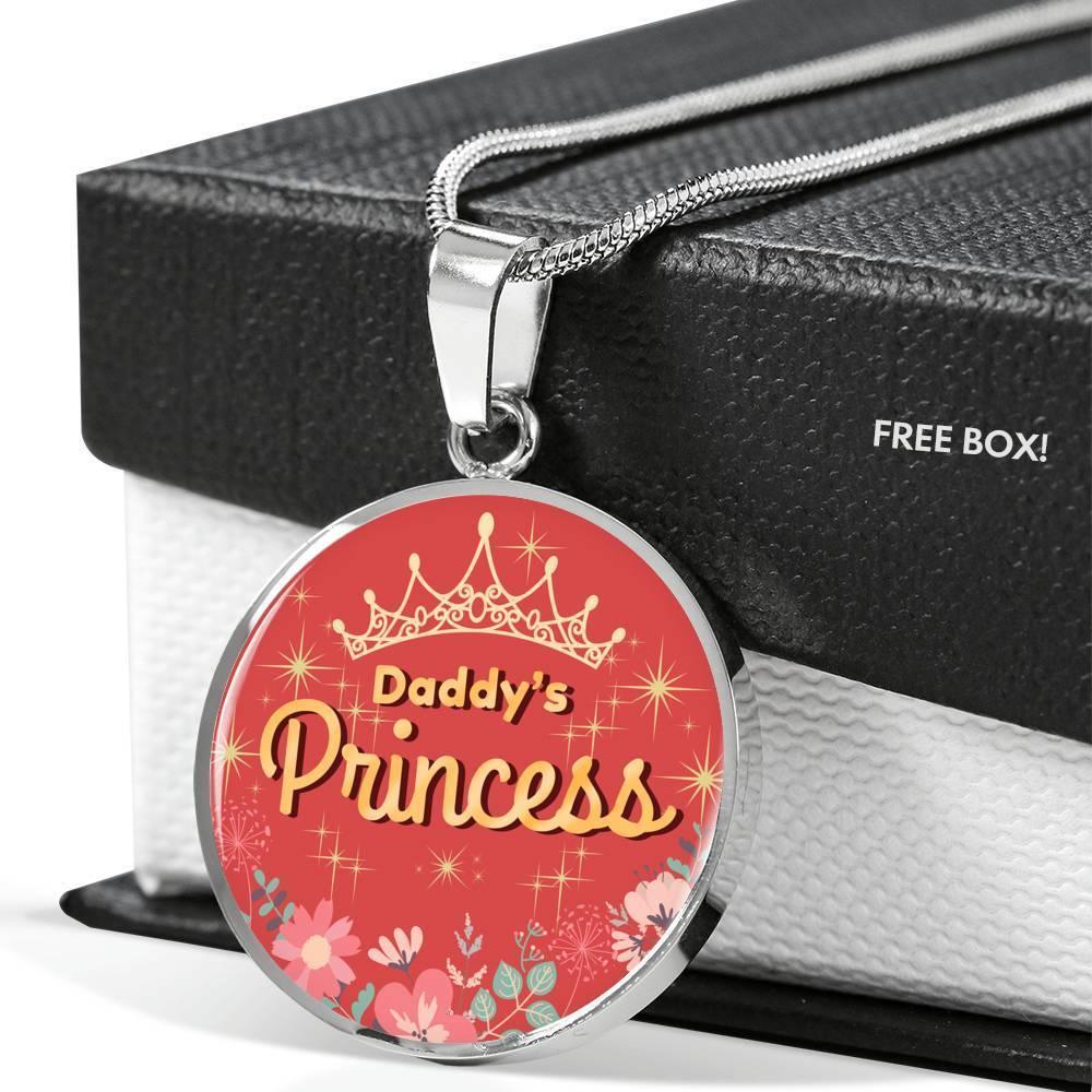 Daddy'S Princess Circle Necklace Stainless Steel or 18k Gold 18-22"-Express Your Love Gifts