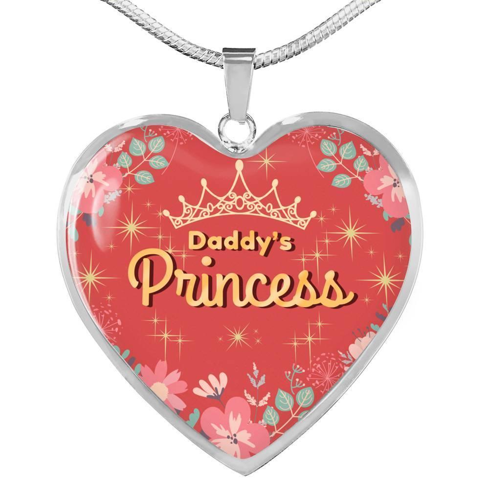 Daddy'S Princess Necklace Stainless Steel or 18k Gold Heart Pendant 18-22"-Express Your Love Gifts