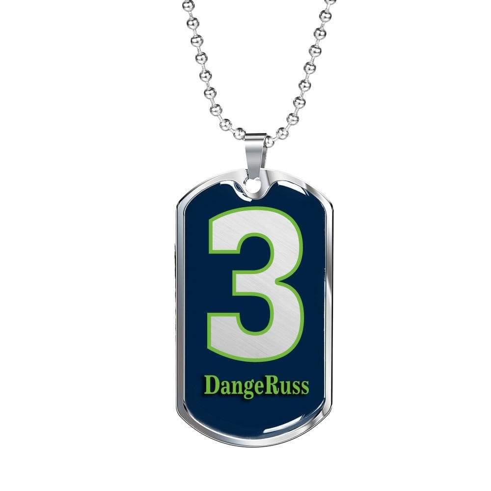 Dangeruss Seattle Fan Necklace Stainless Steel or 18k Gold Dog Tag W 24" - Express Your Love Gifts