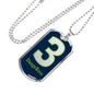 Dangeruss Seattle Fan Necklace Stainless Steel or 18k Gold Dog Tag W 24" - Express Your Love Gifts