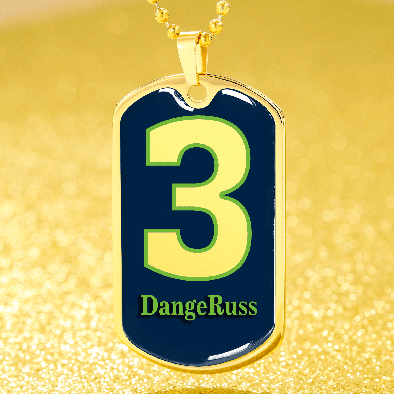 Dangeruss Seattle Fan Necklace Stainless Steel or 18k Gold Dog Tag W 24" - Express Your Love Gifts