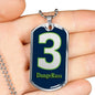 Dangeruss Seattle Fan Necklace Stainless Steel or 18k Gold Dog Tag W 24" - Express Your Love Gifts