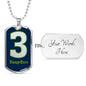 Dangeruss Seattle Fan Necklace Stainless Steel or 18k Gold Dog Tag W 24" - Express Your Love Gifts