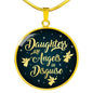 Daughter Gift Daughters Are Angels In Disguise Circle Necklace 18k Gold 18-22"-Express Your Love Gifts