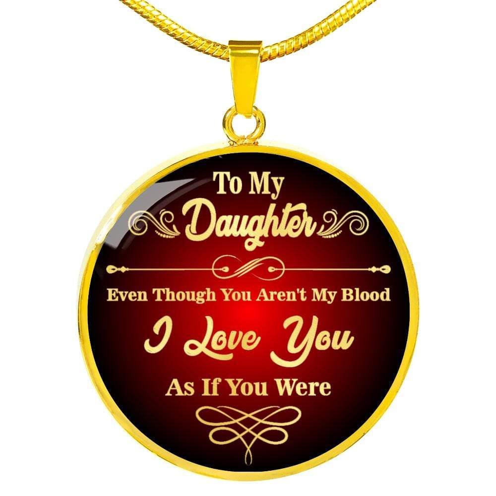 Daughter-In-Law Necklace Circle Pendant Stainless Steel or 18k Gold 18-22" - Express Your Love Gifts