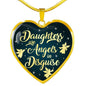 Daughters Are Angels In Disguise Stainless Steel 18k Gold Heart Pendant 18-22"-Express Your Love Gifts