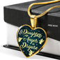Daughters Are Angels In Disguise Stainless Steel 18k Gold Heart Pendant 18-22"-Express Your Love Gifts
