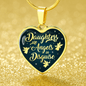 Daughters Are Angels In Disguise Stainless Steel 18k Gold Heart Pendant 18-22"-Express Your Love Gifts
