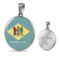 Delaware State Flag Necklace Stainless Steel or 18k Gold Circle Pendant 18-22" - Express Your Love Gifts