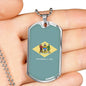Delaware State Flag Necklace Stainless Steel or 18k Gold Dog Tag 24" Chain - Express Your Love Gifts