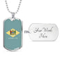 Delaware State Flag Necklace Stainless Steel or 18k Gold Dog Tag 24" Chain - Express Your Love Gifts