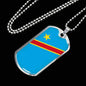 Democratic Republic Of The Congo Flag Necklace Democratic Republic Of The Congo Flag Stainless Steel or 18k Gold Dog Tag 24" - Express Your Love Gifts