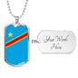 Democratic Republic Of The Congo Flag Necklace Democratic Republic Of The Congo Flag Stainless Steel or 18k Gold Dog Tag 24" - Express Your Love Gifts