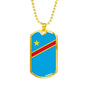 Democratic Republic Of The Congo Flag Necklace Democratic Republic Of The Congo Flag Stainless Steel or 18k Gold Dog Tag 24" - Express Your Love Gifts