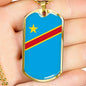 Democratic Republic Of The Congo Flag Necklace Democratic Republic Of The Congo Flag Stainless Steel or 18k Gold Dog Tag 24" - Express Your Love Gifts