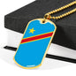 Democratic Republic Of The Congo Flag Necklace Democratic Republic Of The Congo Flag Stainless Steel or 18k Gold Dog Tag 24" - Express Your Love Gifts