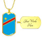 Democratic Republic Of The Congo Flag Necklace Democratic Republic Of The Congo Flag Stainless Steel or 18k Gold Dog Tag 24" - Express Your Love Gifts