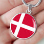 Denmark Flag Necklace Denmark Flag Stainless Steel or 18k Gold 18-22" - Express Your Love Gifts