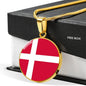 Denmark Flag Necklace Denmark Flag Stainless Steel or 18k Gold 18-22" - Express Your Love Gifts