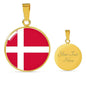 Denmark Flag Necklace Denmark Flag Stainless Steel or 18k Gold 18-22" - Express Your Love Gifts