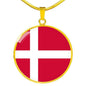 Denmark Flag Necklace Denmark Flag Stainless Steel or 18k Gold 18-22" - Express Your Love Gifts