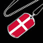 Denmark Flag Necklace Denmark Flag Stainless Steel or 18k Gold Dog Tag 24" - Express Your Love Gifts