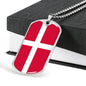 Denmark Flag Necklace Denmark Flag Stainless Steel or 18k Gold Dog Tag 24" - Express Your Love Gifts