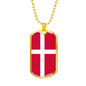 Denmark Flag Necklace Denmark Flag Stainless Steel or 18k Gold Dog Tag 24" - Express Your Love Gifts