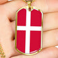 Denmark Flag Necklace Denmark Flag Stainless Steel or 18k Gold Dog Tag 24" - Express Your Love Gifts