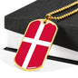 Denmark Flag Necklace Denmark Flag Stainless Steel or 18k Gold Dog Tag 24" - Express Your Love Gifts
