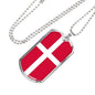 Denmark Flag Necklace Denmark Flag Stainless Steel or 18k Gold Dog Tag 24" - Express Your Love Gifts