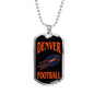Denver Fan Necklace Dog Tag Stainless Steel or 18k Gold 24" Chain - Express Your Love Gifts