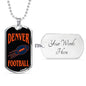 Denver Fan Necklace Dog Tag Stainless Steel or 18k Gold 24" Chain - Express Your Love Gifts